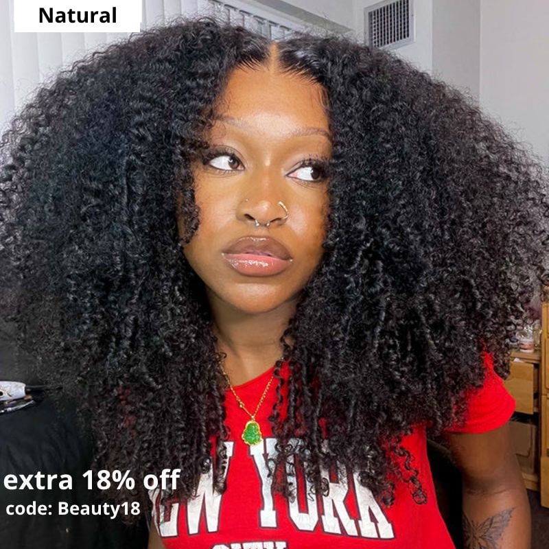 Beautyforever Realistic Kinky Curly Glueless Human Hair Wigs Pre-Plucked Natural Wigs