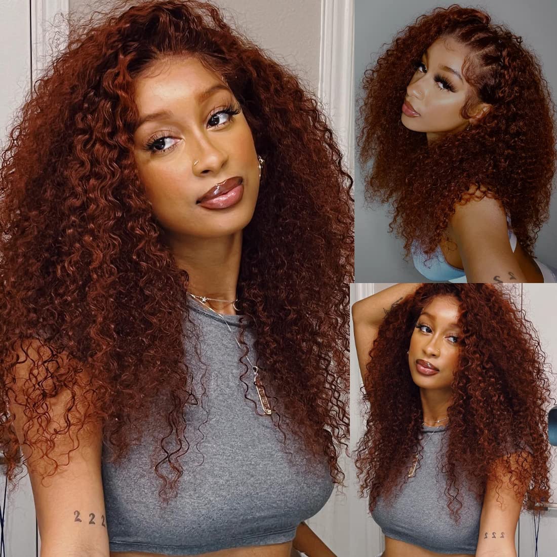  Pre Bleached Knots Wig 7x5 Pre Cut Lace 33B Reddish Brown Jerry Curly Bye Bye Knots Glueless Wig