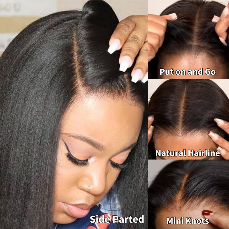 Beautyforever Staright and Yaki Straight Glueless Bob Wigs Put On And Go Lace Wig