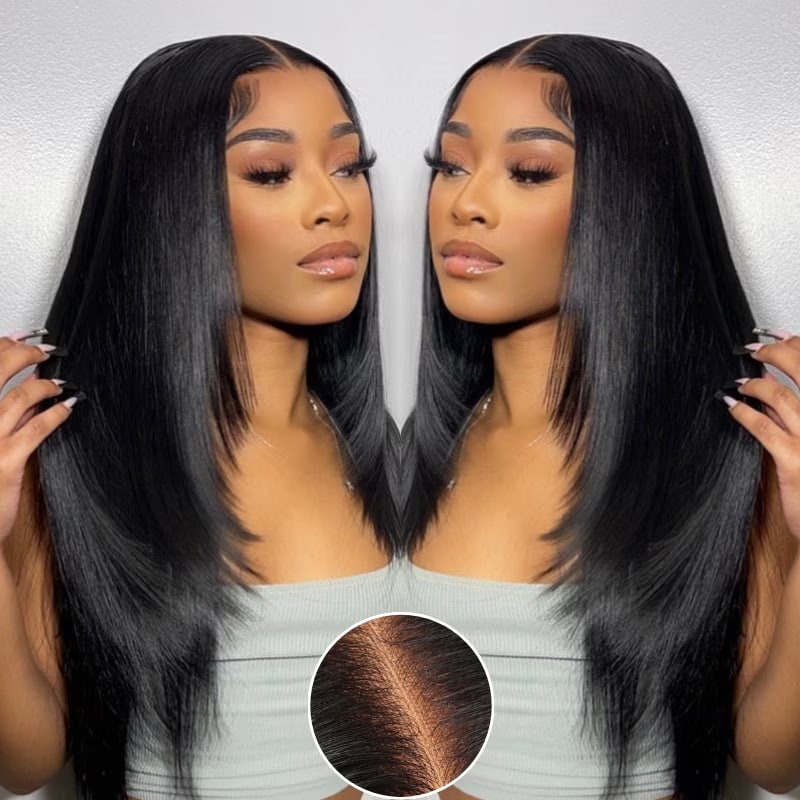  @Sara Same 13x4 Pre-Everything Frontal Wigs Pre Cut Pre-Bleached Pre-Plucked Put on and Go Glueless Long Straight Transparent Lace Human Hair Wig