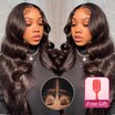  13x4 Pre-Everything Frontal Wig Pre Cut Ear to Ear Lace 3D Body Wave Wigs with Pre-Bleached Invisible Knots and Pre-Plucked Hairline