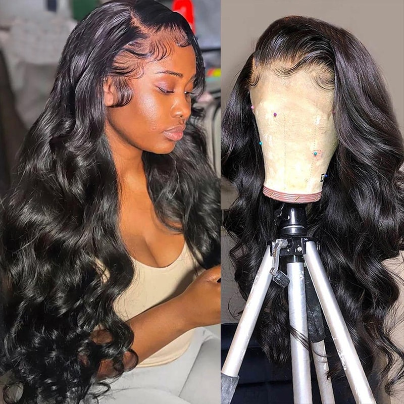 Beautyforever Invisible Glueless Lace Wig 13x6 Transparent and HD Lace Body Wave Human Hair Wigs 180% Density