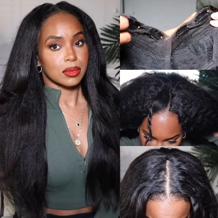 Beautyforever Flash Sale U Part and Upgrade V Part Lace Wig Human Hair Kinky Straight Glueless Black Wigs