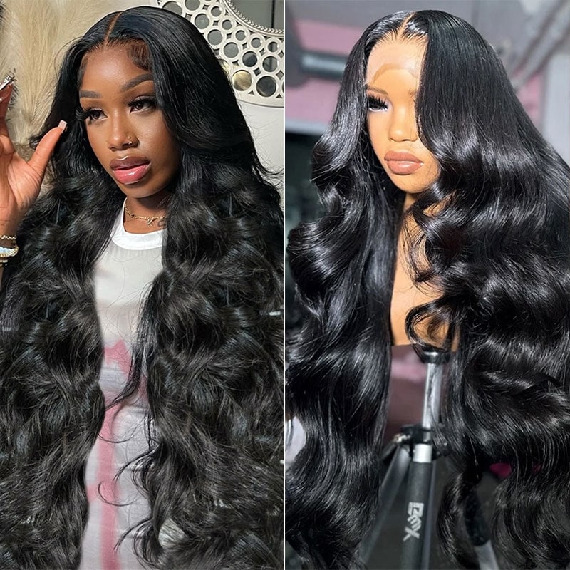Beautyforever 13x4 Transparent Lace Frontal and Pre Cut Lace Body Wave Wig With Baby Hair 150% Density Pre-plucked Virgin Human Hair Wigs