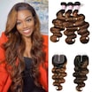 Beautyforever Ombre Highlights Body Wave Human Hair 3 Bundles With Lace Closure