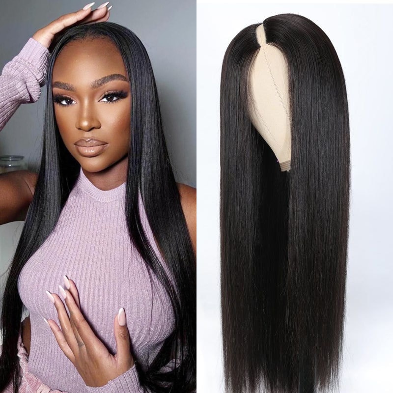 Beautyforever Natural Black U Part Wig Glueless Long Straight Hair Human Hair Wigs 2x4 Opening Size 200% Density