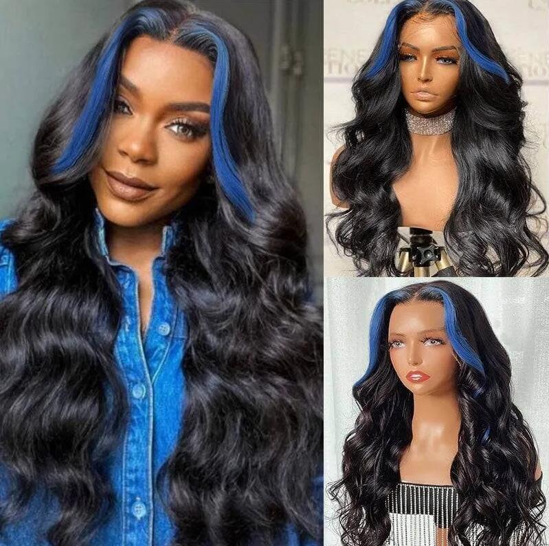 blue curly weave