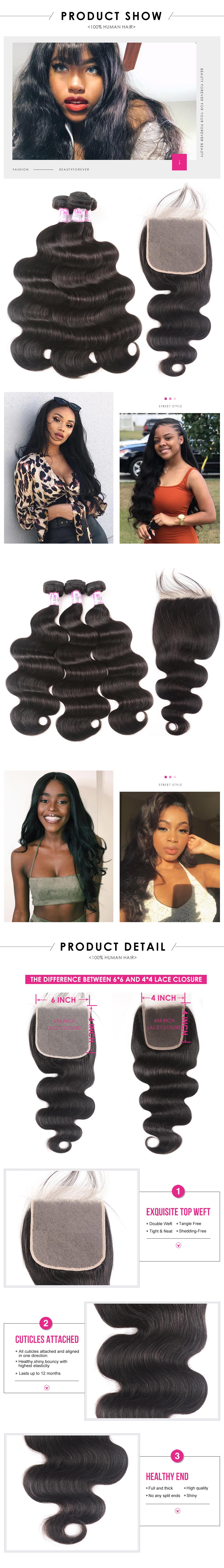 Body 3bundle with 6x6 Lace Closure