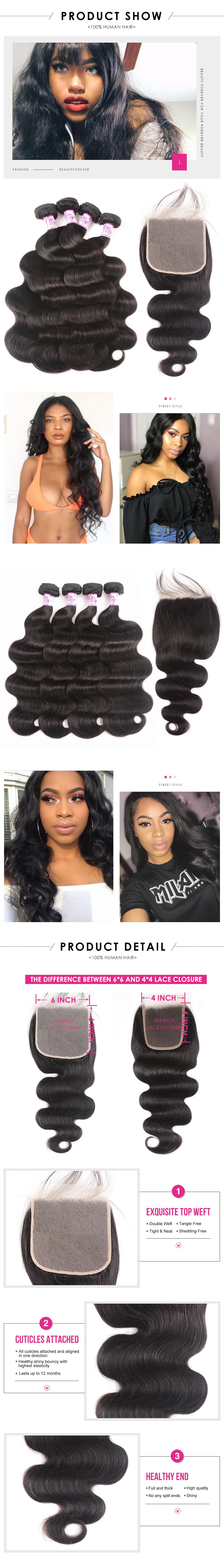 Body 4bundle with 6x6 Lace Closure