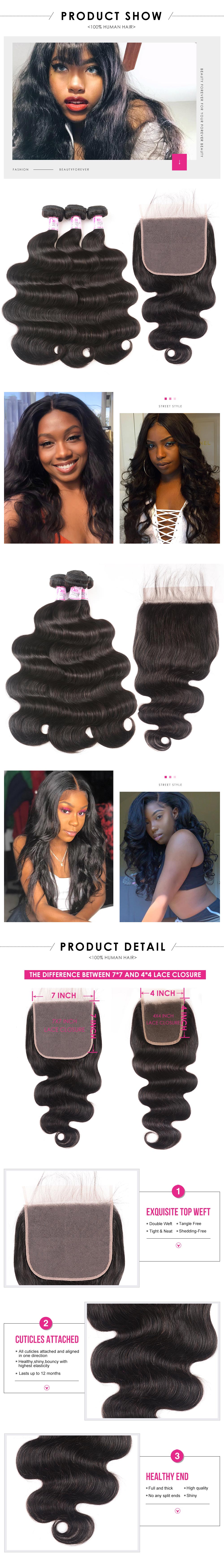 Body 3bundle with 7*7 Lace Closure