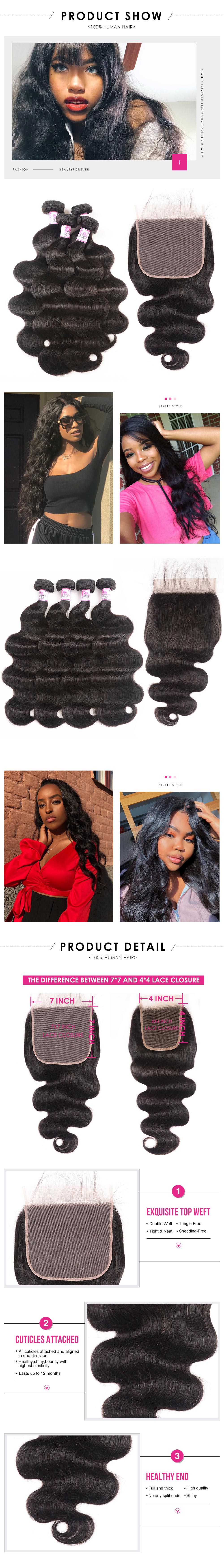 Body 4bundle with 7x7 Lace Closure