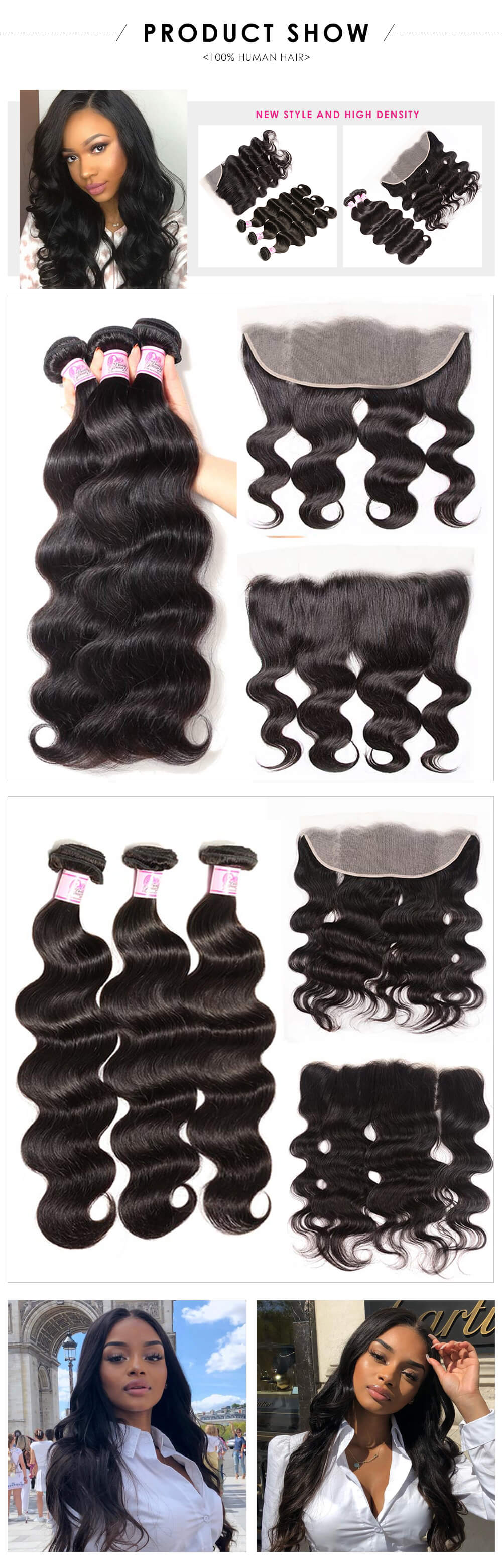 Body wave 3bundles with lace frontal