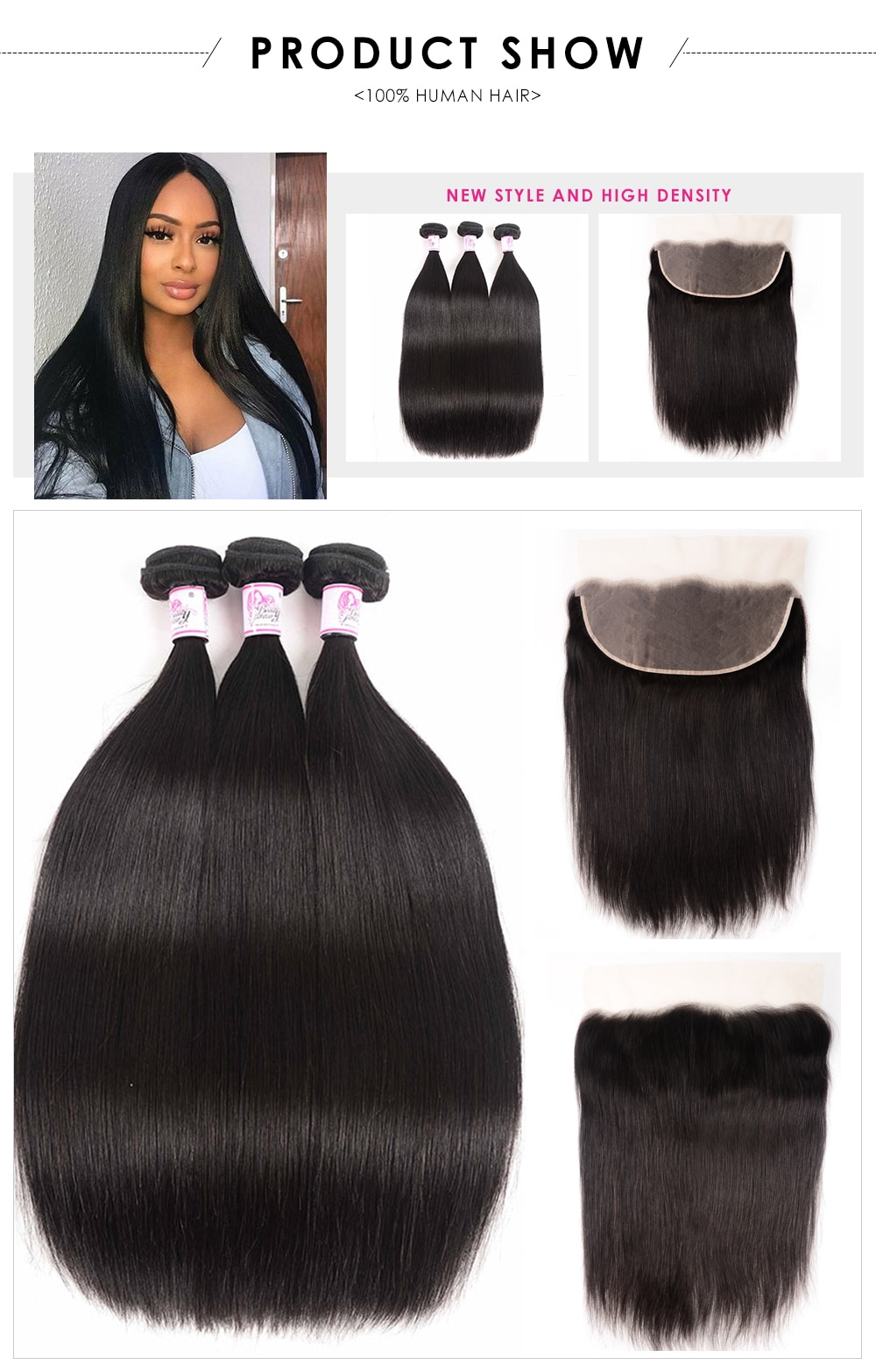 Straight 3Bundles With Lace Frontal