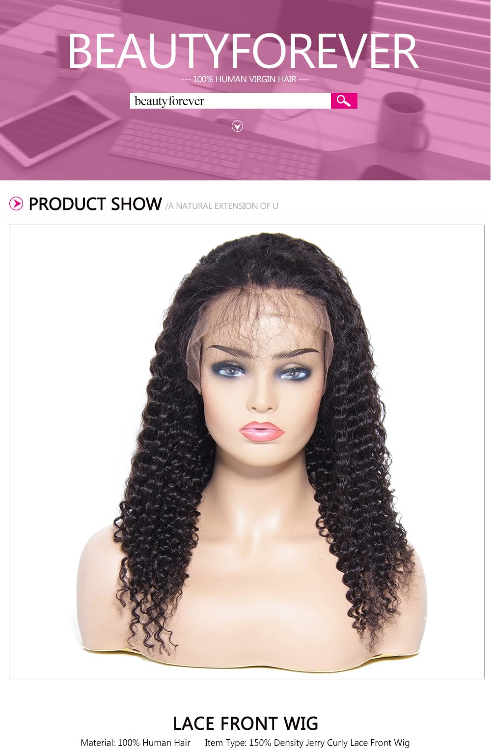 150% Density Jerry Curly Lace Front Wigs