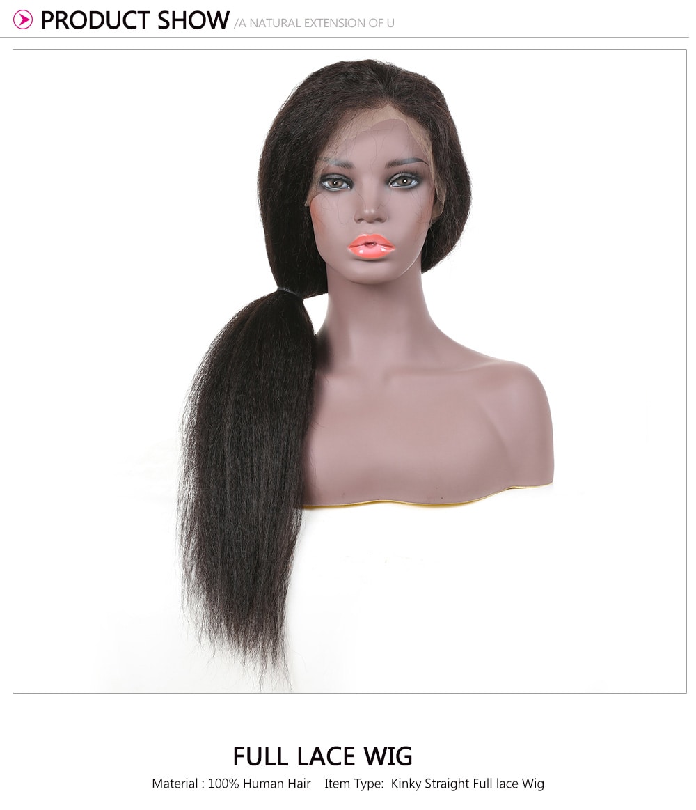 Kinky Straight Full Lace Wigs With Baby Hair