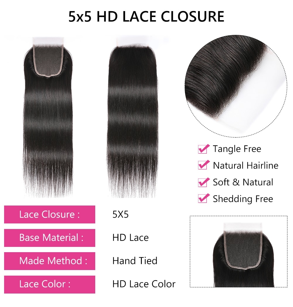 Straight 5x5 HD Lace Closure