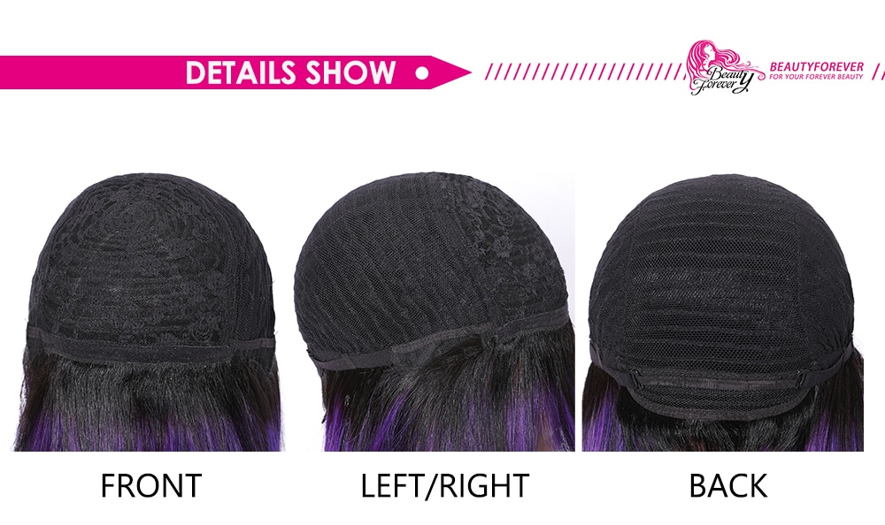 Punk Hairstyle Purple Highlight Bob Wigs With Side Bangs