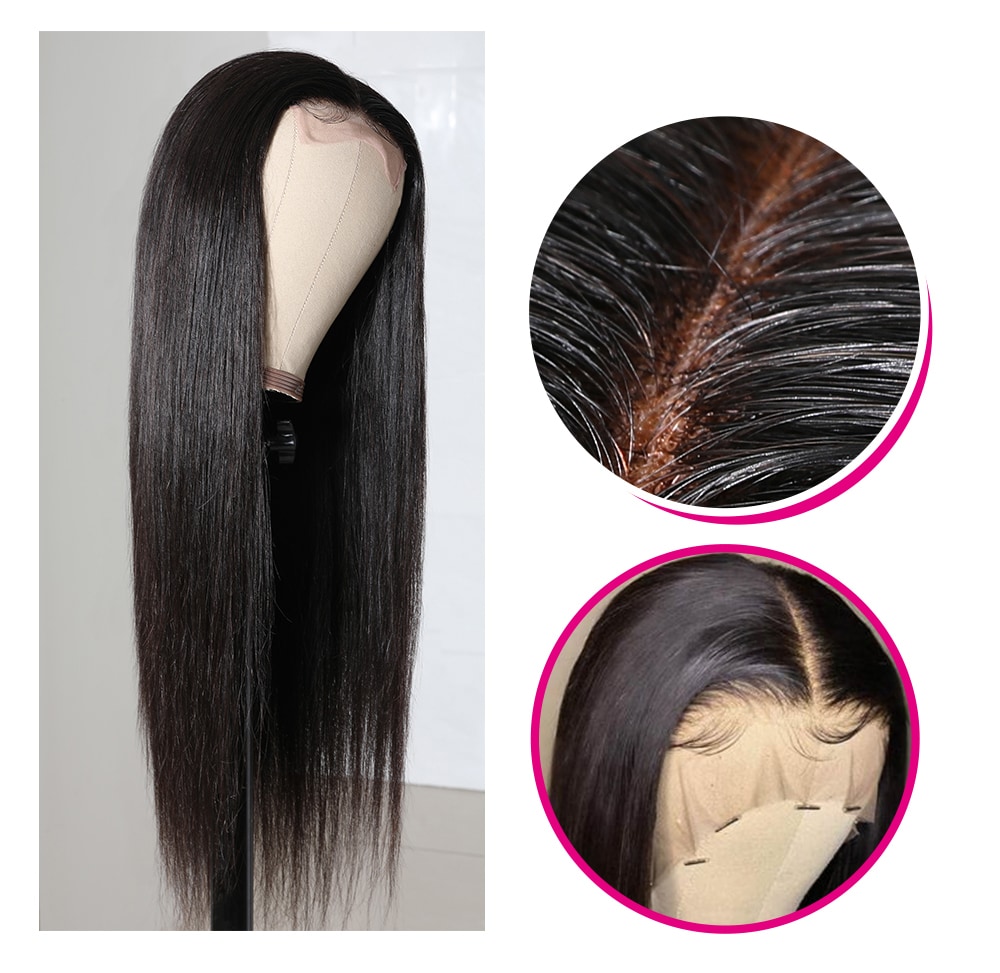 Straight Human Hair Lace Part Wig 