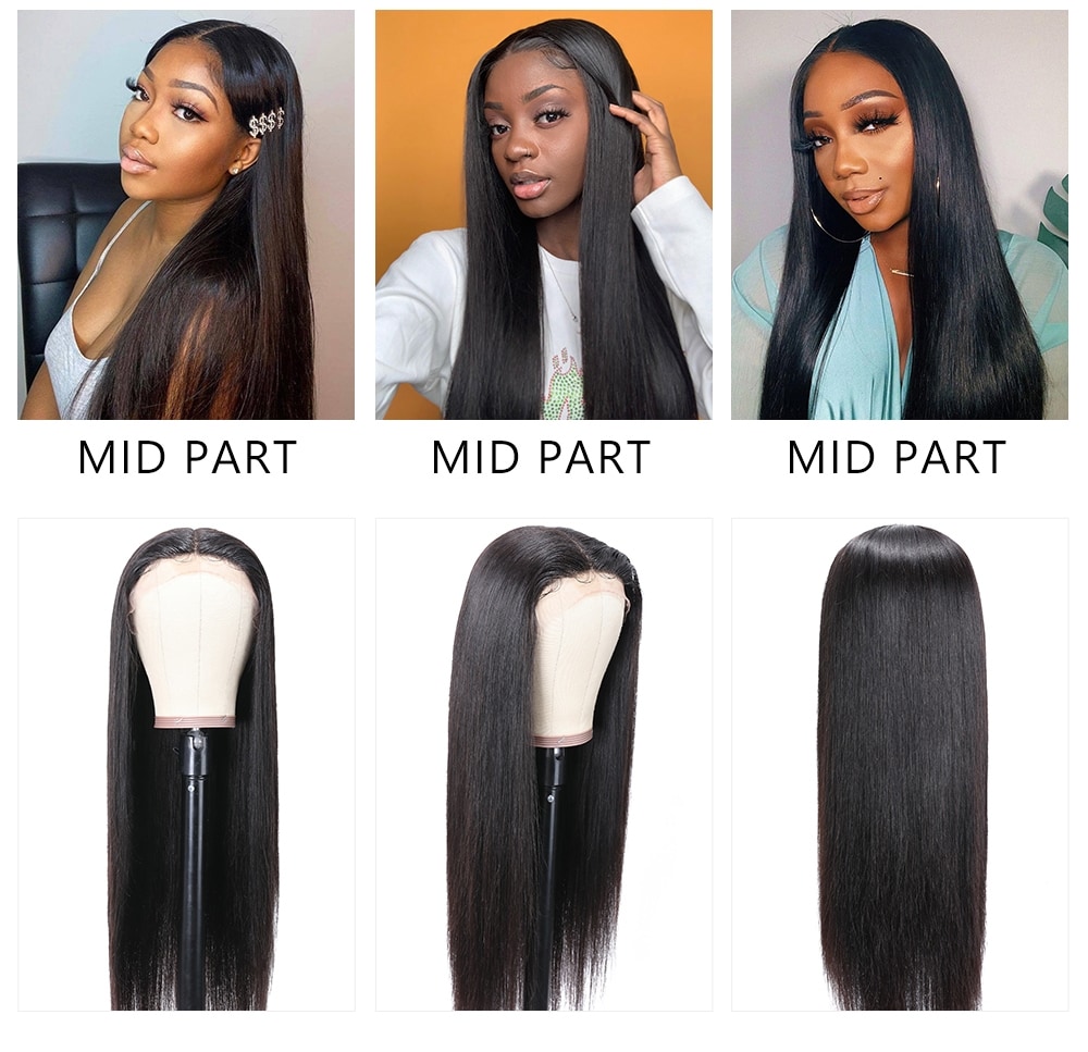 Pre-plucked Middle Part Straight Hair Wigs