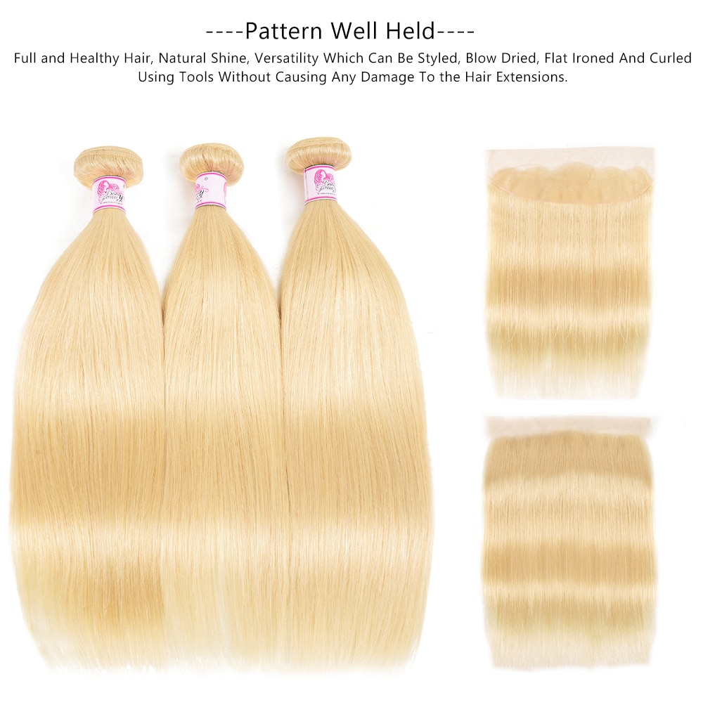 blonde straight hair bundles with lace frontal